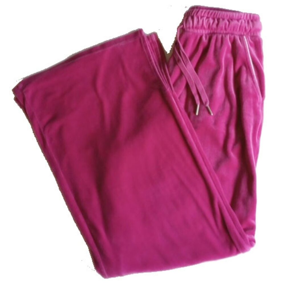 Derek Heart Super Soft Velour Crop Wide Leg Pants M Fuschia 50off3